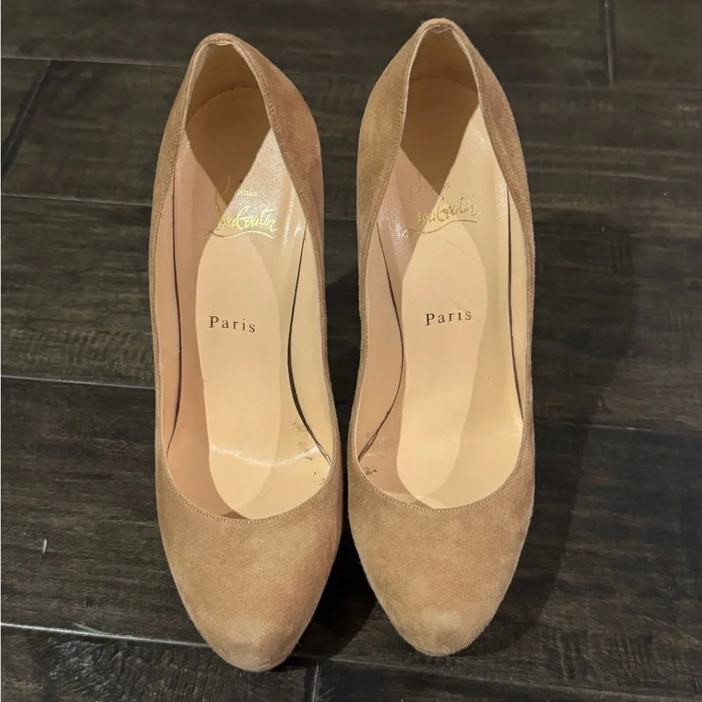 Christian Louboutin Brown Suede Heels - Picture 9 of 9